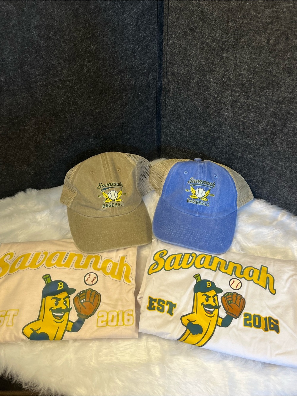 Savannah Bananas Baseball Caps & Graphic Tees - NEW Yellow/Blue